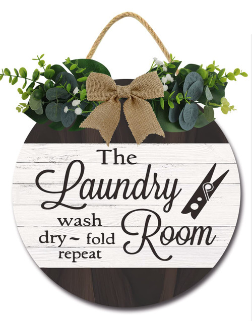 Sokomurg Laundry Room Wash Dry Fold Repeat Laundry Sign Laundry Room Decor Rustic Wood Plaque for Wall Door Funny Laundry Decor Vintage Hanging Sign for Laundry Room Wash House Farmhouse, W3, 12IN