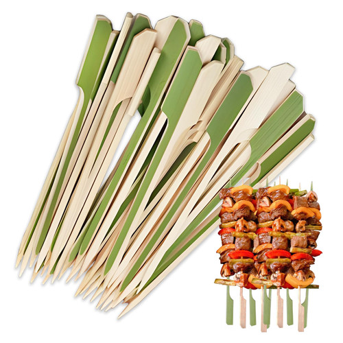 Bamboo Skewers 6 inch, Bamboo Sticks for Cocktail Wooden Paddle Picks Skewers Toothpicks 100pcs Shish Kabab Skewers Sticks for Barbeque, Grilling, Appetizers, Food Picks, Cocktail Picks for Party