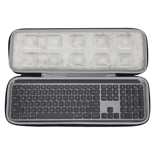 MOSHOU Hard Travel Case for Logitech MX Keys Advanced Wireless Illuminated Keyboard, Portable Carrying Protection Storage Bag - Black (Grey Lining)