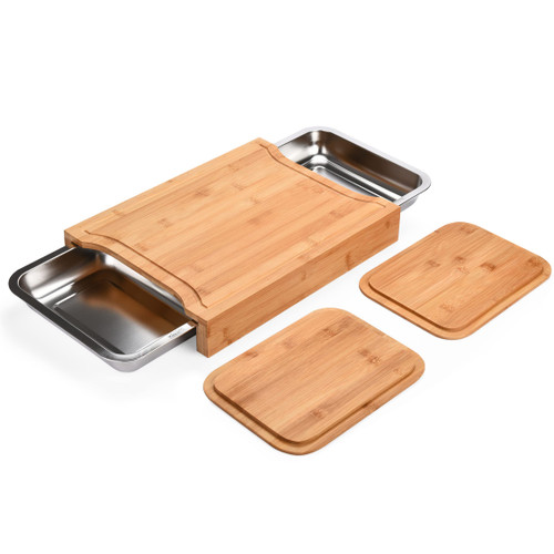 Prosumer's Choice Bamboo Cutting Board - Chopping Board Wood -Organic Bamboo Cutting Board - Bamboo Cutting Board with Tray - Chopping Board with Stainless Steel Juice Catcher -15" x 11" x 2" inches Prosumer's Choice Bamboo Cutting Board - Chopping Board Wood -Organic Bamboo Cutting Board - Bamboo Cutting Board with Tray - Chopping Board with Stainless Steel Juice Catcher -15" x 11" x 2" inches