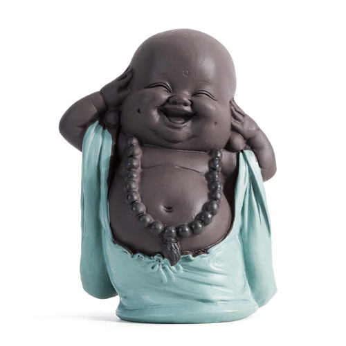 WGFKVAS Buddha Statue, Laughing Buddha Smiling Little Buddha Ceramic Buda Statue Little Monk Figurine Cute Baby Buddha for Home Office Car Decors Gift Crafts and Arts