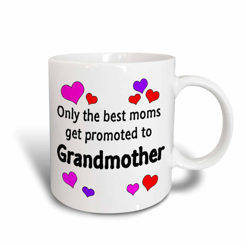 3dRose Only The Best Moms Get Promoted To Grandmother Two Tone Mug, 11 oz, Red