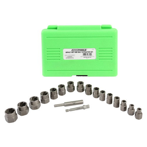 OEMTOOLS 23700 18 Piece Impact Nut & Bolt Extractor Set, Rounded Bolt Remover Kit, SAE & Metric Stripped Bolt Remover, Lug Nut Socket Extractor Set