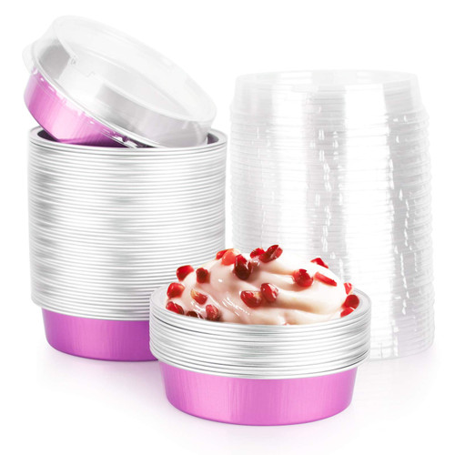 Beasea Mini Pie Pans with Lids, 4 Inch 50 Pack Disposable Mini Pie Tins Tart Pans, 8 Oz Pink Aluminum Pie Pan Tin Tart Pans Round Oven Baking Mini Cake Pan for Pie Tart Quiche Beasea Mini Pie Pans with Lids, 4 Inch 50 Pack Disposable Mini Pie Tins Tart Pans, 8 Oz Pink Aluminum Pie Pan Tin Tart Pans Round Oven Baking Mini Cake Pan for Pie Tart Quiche