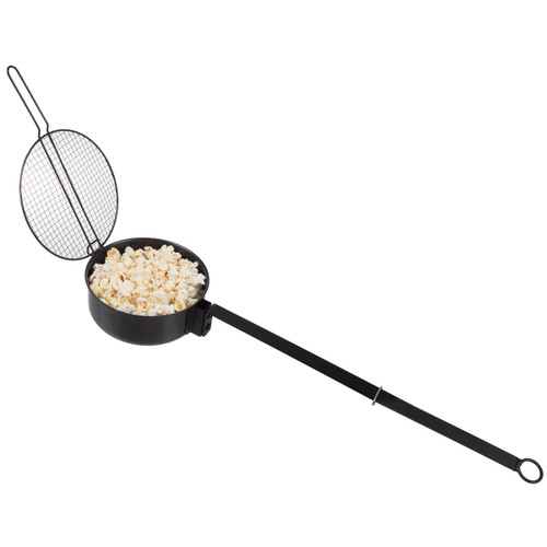 Campfire Popcorn Popper - Old Fashioned Popcorn Maker with Extended Handle - Camping Gear by Great Northern Popcorn (Black)