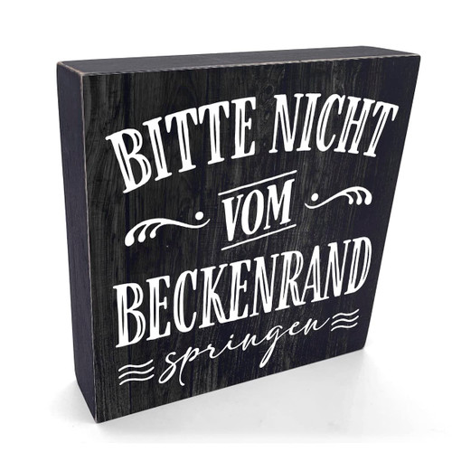 Funny Bathroom Sign Bathroom Decor Desk Decor Wooden Box Sign Rustic Black Wood Block Plaque Box Sign for Family Home Farmhouse Toilet Washroom Shelf Table Decoration Bitte Nicht Vom Sign