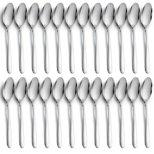 32 Piece Dinner Spoons Set, 8 Inch(20.3 CM) Stainless Steel Spoons, Silverware Spoons Only, Table Spoons for Eating, Home, Kitchen, Restaurant, Dishwasher Safe, Mirror Polished 32 Piece Dinner Spoons Set, 8 Inch(20.3 CM) Stainless Steel Spoons, Silverware Spoons Only, Table Spoons for Eating, Home, Kitchen, Restaurant, Dishwasher Safe, Mirror Polished