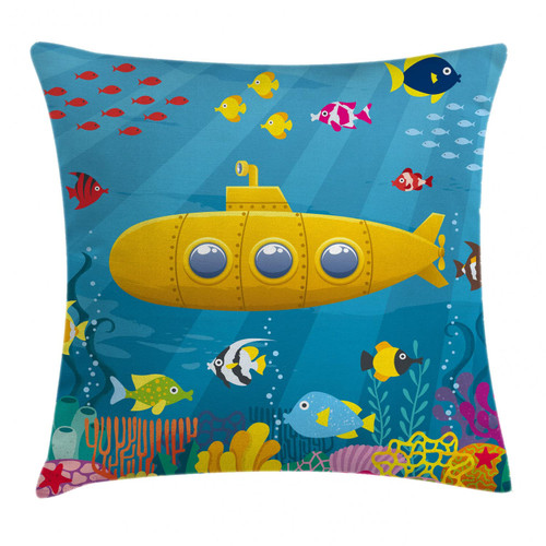 Ambesonne Yellow Submarine Throw Pillow Cushion Cover, Coral Reef Colorful Fish Ocean Life Marine Creatures Tropic, Decorative Square Accent Pillow Case, 20" X 20", Blue Yellow Ambesonne Yellow Submarine Throw Pillow Cushion Cover, Coral Reef Colorful Fish Ocean Life Marine Creatures Tropic, Decorative Square Accent Pillow Case, 20" X 20", Blue Yellow