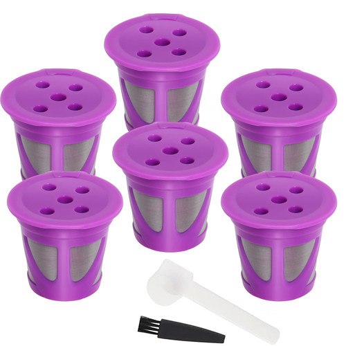 6 Reusable Coffee Filter Compatible with K-Cup Keurig Supreme and K Supreme Plus Coffee Makers,Refillable Filters Coffee Capsule Cups