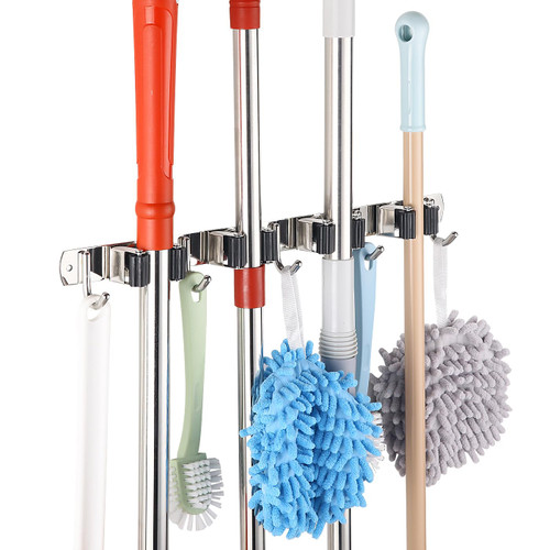 Atvobiy Broom Holder Wall Mounted Mop Holder Wall Mount Heavy Duty Broom Rack Wall Mount Mop Hanger Broom and Mop Organizer Wall Hanging for Brooms Mops Garage Tool (4 Racks and 5 Hooks, Silver) Atvobiy Broom Holder Wall Mounted Mop Holder Wall Mount Heavy Duty Broom Rack Wall Mount Mop Hanger Broom and Mop Organizer Wall Hanging for Brooms Mops Garage Tool (4 Racks and 5 Hooks, Silver)