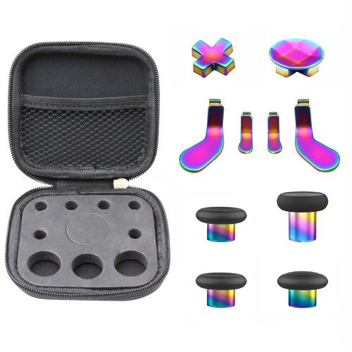 Replacement Thumbsticks, D-pad, Paddles Trigger Buttons for Xbox One Elite Controller Series 2 & Elite Series 2 Core Controller (E-10IN1-Rainbow)