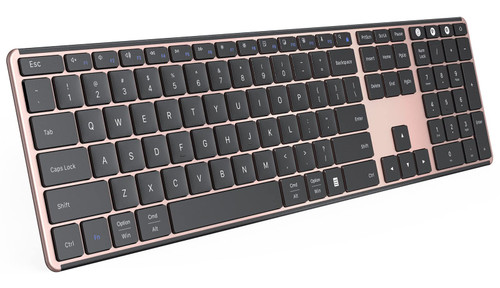 seenda Multi Device Bluetooth Keyboard for Windows & Mac OS, Ultra Slim Rechargeable Wireless Keyboard, Compatible with Win 7/8/10, Laptop, MacBook Pro/Air, iPad, Tablet, Black Rose Gold