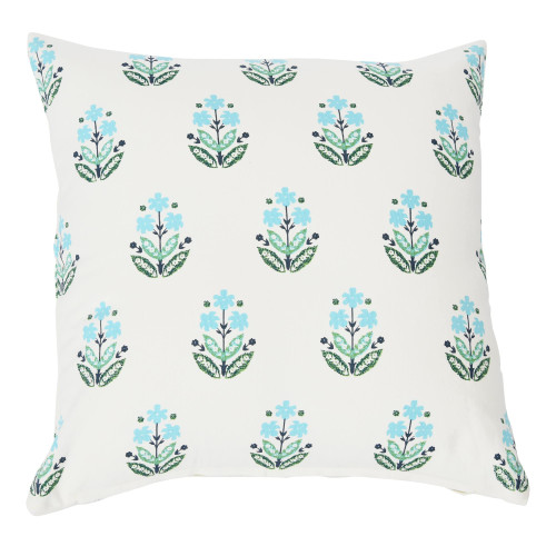 Creative Co-Op 20" Square Floral Print Cotton Pillow Cover, Cream