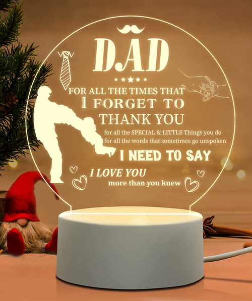 TOLOYE Gifts for Dad Father's Day from Daughter Son, Dad Birthday Gifts, Dad Gifts Engraved Acrylic Night Light with Grateful Sayings, Christmas, Thanksgiving, Birthday Gifts for Dad Men