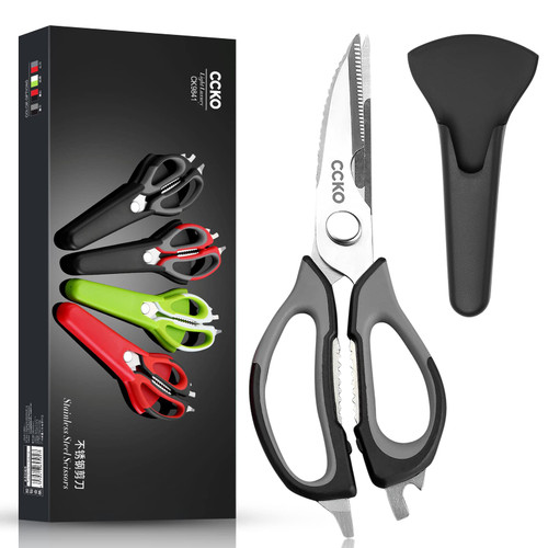 CCKO Kitchen Scissors Heavy Duty with Magnetic Sheath Scissors for Fridge Multipurpose Stainless Steel Kitchen Shears Ultra Sharp Cutting Poultry Shears Cooking Food Utility Scissors All Purpose