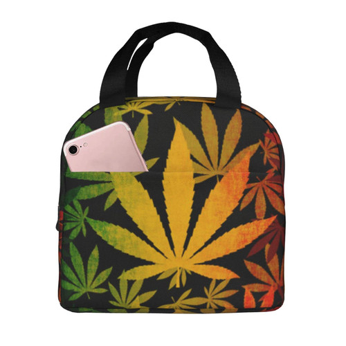 Reusable Lunch Tote Bag Rasta Canabis Weed Leaf Insulated Lunch Bag Durable Cooler Lunch Box