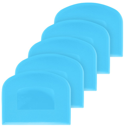 5 Pcs Dough Scraper, Plastic Bowl Scraper, Bench Cutter Scraper, Multipurpose Bread Dough Scraper Cutter Kitchen Tool for Dough, Pastry, Pizza, Bread, Baking, Cake Scraper Cutter - Blue