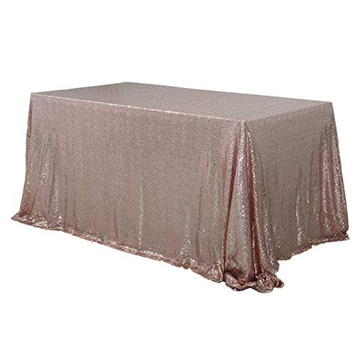 TRLYC 90inx132in Rose Gold Sequin Tablecloth/Overlays for Wedding/Party