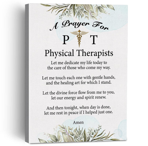 Motivational a Prayer for Physical Therapists Quote Canvas Painting Framed Wall Art Decor for Home Office, Physical Therapists Sayings Canvas Poster Print Decorative Christian Gift