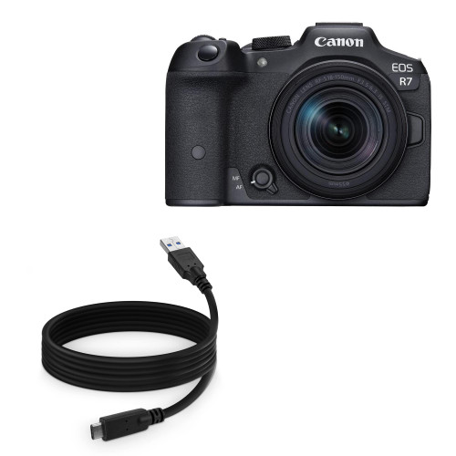 BoxWave Cable Compatible with Canon EOS R7 - DirectSync - USB 3.0 A to USB 3.1 Type C, USB C Charge and Sync Cable for Canon EOS R7-6ft - Black