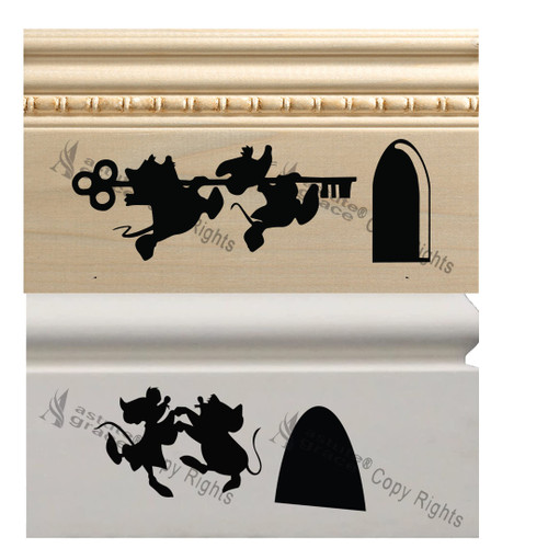 Cute Mice Pals Jaq and Gus Decorative Baseboard Vinyl Decals with Mouse Hole | Black | Set of 2 | AG-647 Cute Mice Pals Jaq and Gus Decorative Baseboard Vinyl Decals with Mouse Hole | Black | Set of 2 | AG-647