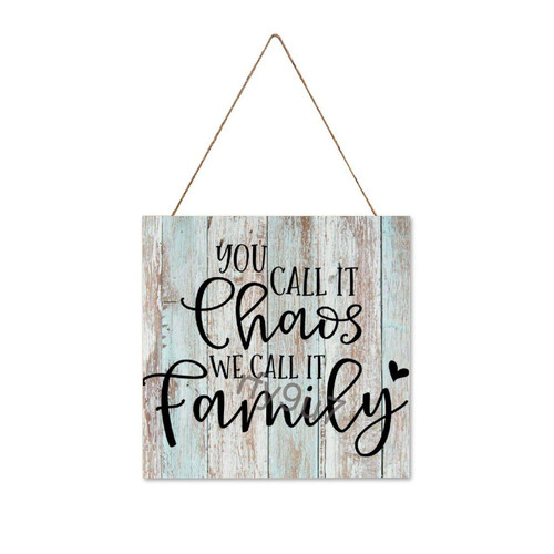 rfy9u7 Decorative Wood Plaques Wall Decor Sign, Farmhouse Rustic Home Wall Hanging Art, You Call It Chaos We Call It Family Wooden Sign 12x12 Inch