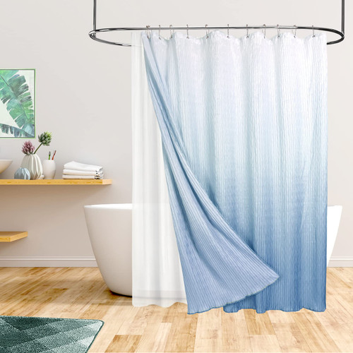 Ombre Blue Shower Curtain Sets with Hooks, Waterproof Shower Curtains for Bathroom, Textured Fabric Shower Curtain Liner, 72 x 72 Inches, Light Blue Ombre Blue Shower Curtain Sets with Hooks, Waterproof Shower Curtains for Bathroom, Textured Fabric Shower Curtain Liner, 72 x 72 Inches, Light Blue