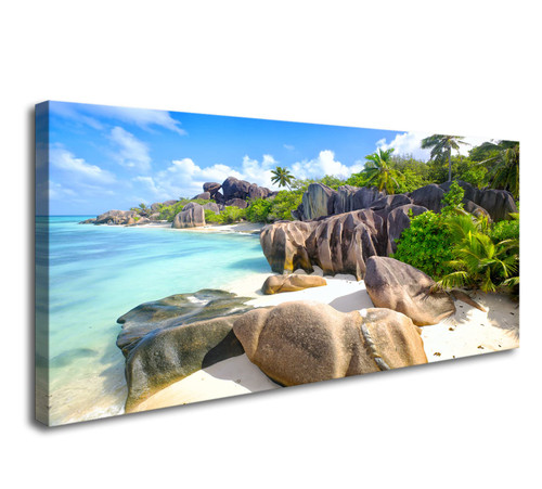 YP0750 Beach Wall Art Picture Wall Art Stone Coconut Trees on Sands Beach Seascape Scenery Painting Nature Picture for Bedroom Home Office Wall Decor