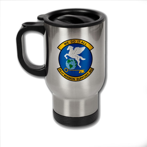 ExpressItBest Stainless Steel Coffee Mug with U.S. Air Force 70th Mission Support Squadron emblem