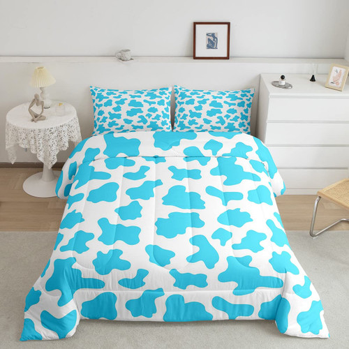 Kid Cartoon Bedding Set Blue Cow Print Duvet Insert Twin,Milk Cow Animal Cowhide Comforter Set Farm Animals Quilted Duvet for Toddler Boys Girls Farmhouse Bull Cattle Kawaii Room Decor,White Kid Cartoon Bedding Set Blue Cow Print Duvet Insert Twin,Milk Cow Animal Cowhide Comforter Set Farm Animals Quilted Duvet for Toddler Boys Girls Farmhouse Bull Cattle Kawaii Room Decor,White