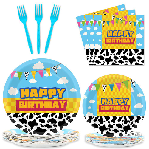 gisgfim 96 Pcs Cartoon Story Party Plates and Napkins Party Supplies Cow Pattern Blue Sky Tableware Set Cartoon Story Decorations Favors for Birthday Baby Shower for 24 Guests gisgfim 96 Pcs Cartoon Story Party Plates and Napkins Party Supplies Cow Pattern Blue Sky Tableware Set Cartoon Story Decorations Favors for Birthday Baby Shower for 24 Guests