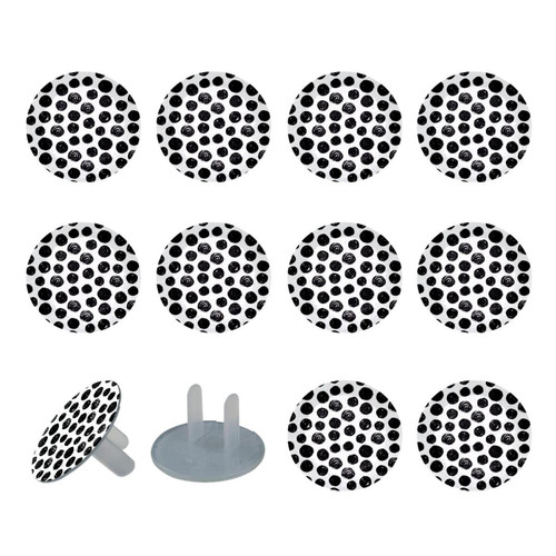 Outlet Plug Covers 24 Pack, Black Polka Dot Pattern Plug Protector, 2-Prong Round Plastic Plugs for Electrical Power Outlets, Electrical Insulation