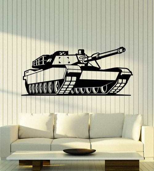 Large Vinyl Wall Decal Military Tank War Boys Kids Room Garage Decor Stickers Mural (g5634) Black