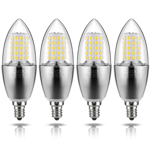 YIIZON LED Candelabra Bulb, 12W LED Candle Bulbs, 100 Watt Equivalent, Chandelier Bulbs, Daylight White 6000K, 120V, 1200Lumens, E12 Base, Torpedo Shape, Non-Dimmable(4-Pack)