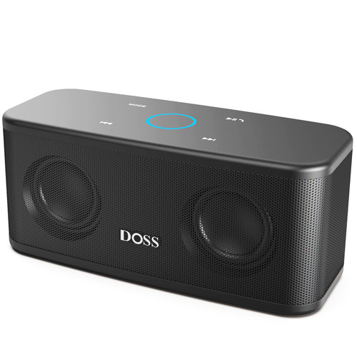 DOSS SoundBox Plus Portable Speaker with 16W HD Sound and Bass, Wireless Stereo Paring, Touch Control, Muti-Colors Led Lights, 20H Playtime, Wireless Bluetooth Speaker for Phone, Home, and Office