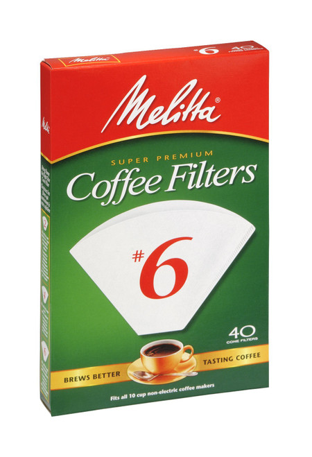 Melitta Cone Coffee Filters White No. 6 40 Count