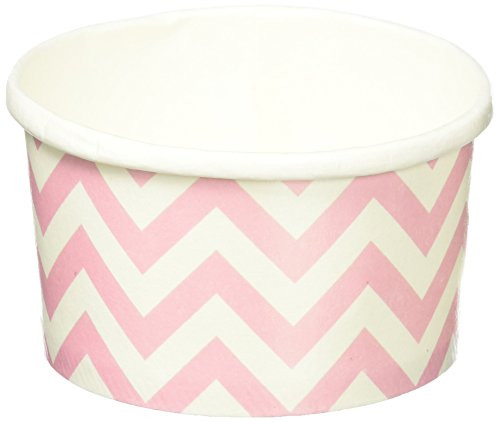 Ginger Ray Chevron Divine Treat/Ice Cream Party Tub Bowls, Pink