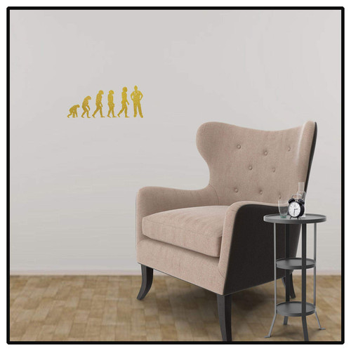 DecalDoggy - Evolution of Man Doctor Vinyl Decal Car/Wall - Gold Glitter