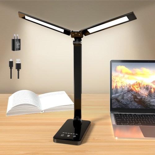 Smaeti LED Home Office Dimmable Desk Light with USB Charging Port, 5 Color Modes with 6 Brightness Levels,Auto Timer, Eye-Caring Desk Lamp for Dorm Study Reading Smaeti LED Home Office Dimmable Desk Light with USB Charging Port, 5 Color Modes with 6 Brightness Levels,Auto Timer, Eye-Caring Desk Lamp for Dorm Study Reading