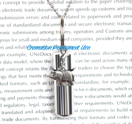 Elephant Cremation Urn Pendant-Stainless Steel Urn Necklace-Elephant Memorial Necklace-Remembrance Necklace-Elephant Cremation-Sympathy-Pet Urn for Ashes