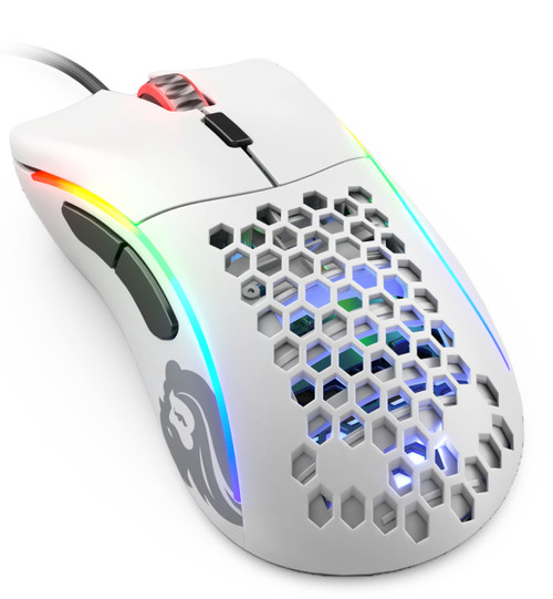 Glorious Model D Minus Honeycomb Gaming Mouse - Light Weight RGB PC Mouse - 62 g PC Accessories - USB Mouse Wired - Matte White Wired Gaming Mouse