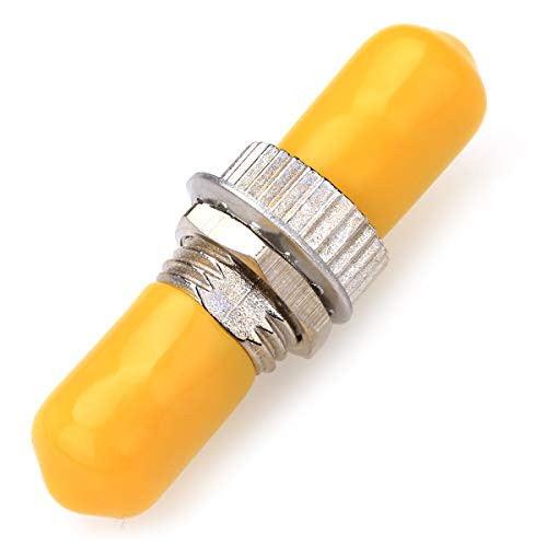 10PCS Fiber Optical Coupler ST Female to Female Singlemode SM Simplex Fiber Optical Cable Flange Coupler (Yellow)