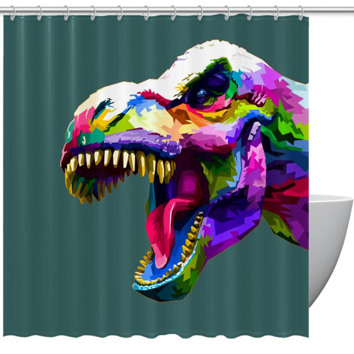 VAPOKF Shower Curtain for Bathroom Decor, Watercolor Dinosaur Waterproof Polyester Fabric Bath Curtain Set with 12 Hooks - 66x72 Inches