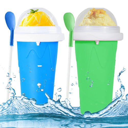 Slushie Maker Cup,Magic Quick Frozen Smoothies Cup,Portable Squeeze Cup Slushy Maker,Double Layer Squeeze Cup,DIY Homemade Smoothie Cups (Blue+Green) Slushie Maker Cup,Magic Quick Frozen Smoothies Cup,Portable Squeeze Cup Slushy Maker,Double Layer Squeeze Cup,DIY Homemade Smoothie Cups (Blue+Green)