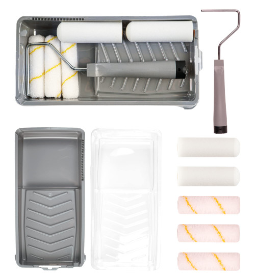 8 Piece Mini Paint Roller Kit, 4 Inch Foam Paint Roller, Microfiber Paint Rollers, Paint Roller Covers?High Density Foam Mini Roller, Small Paint Roller with Tray?Paint Rollers for Painting Walls