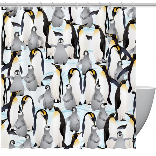 VAPOKF Shower Curtain for Bathroom Decor, Penguin Empire Waterproof Polyester Fabric Bath Curtain Set with 12 Hooks - 66x72 Inches