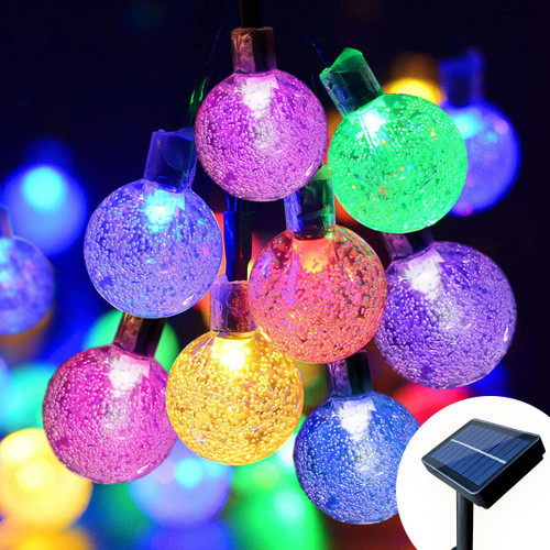 40FT 100 LED Solar String Lights Outdoor, Waterproof Crystal Globe Lights with 8 Lighting Modes, Solar Powered String Lights for Patio Garden Yard Porch Wedding Party Decor
