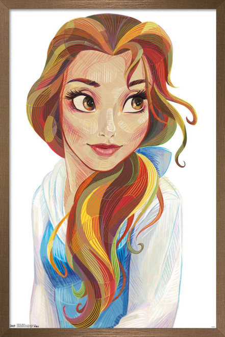 Trends International Disney Beauty And The Beast - Belle - Stylized Wall Poster, 22.375" x 34", Bronze Framed Version