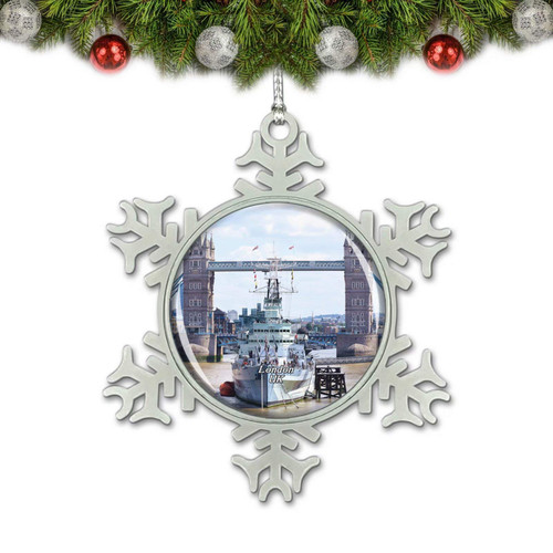 Umsufa UK England London HMS Belfast Light Cruiser Christmas Ornament Tree Decoration Crystal Metal Souvenir Gift