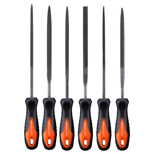 VANQUISH 3828 Needle File Set, 6-Piece, Includes Flat, Flat Taper, Square, Triangular, Round, and Half-Round File
